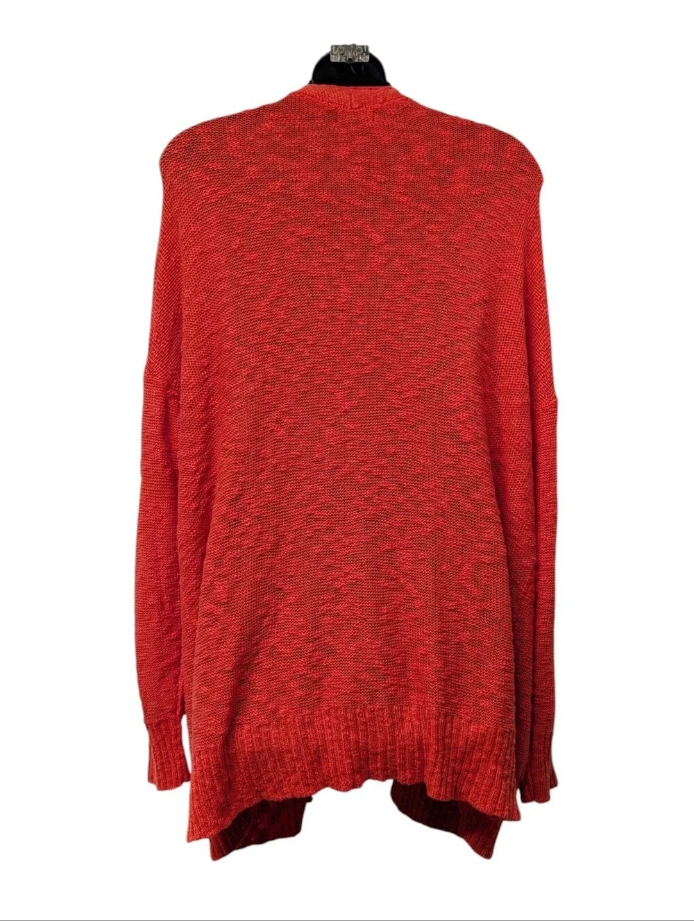 A&J Red Knit Cardigan Sweater Women's Shawl Collar Open Front Pockets Sz L NWT